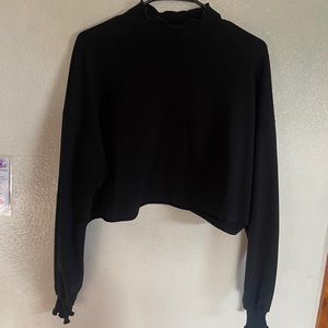 High neck long sleeve crop top